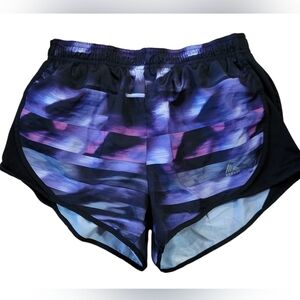 RBX Active Black and Purple Athletic Shorts with Geometric Design